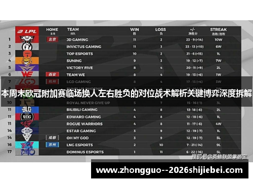 本周末欧冠附加赛临场换人左右胜负的对位战术解析关键博弈深度拆解